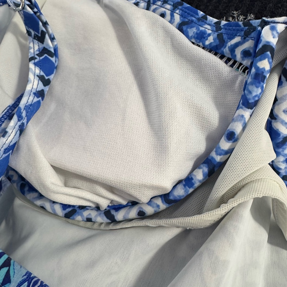 Swimsuits For All Blue Multi-Pattern Swim Top - Picture 4 of 6